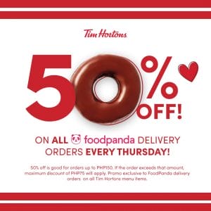 Tim Hortons - Get Up to P75 Off via Foodpanda Every Thursday