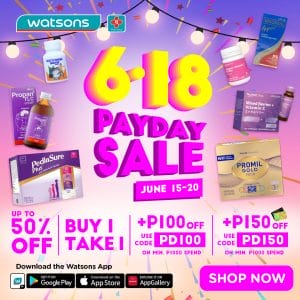 Watsons - Payday Sale: Get Up to 50% Off and Buy 1 Take 1 Deals