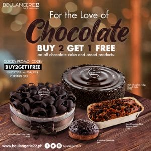 Boulangerie22 - Buy 2 Get 1 Promo on Chocolate Cakes and Breads