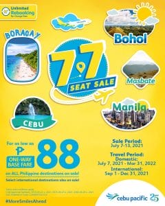 Cebu Pacific Air - 7.7 Deal: As Low As P88 One-Way Base Fare