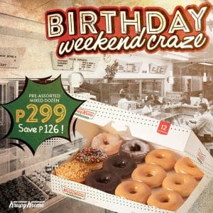 Krispy Kreme - Birthday Weekend Craze: Pre-Assorted Mixed Dozen for P299 (Save P126)