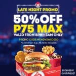 Wendy's - Late Night Promo: Get Max P75 Discount via GrabFood