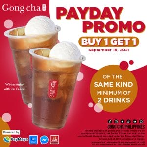 Gong cha - September Buy 1 Get 1 Payday Promo