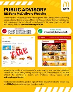 McDonald's Warns Against Fake McDelivery Websites