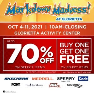 Markdown Madness at Glorietta - Get Up to 70% Off and Buy 1 Get 1 Promo