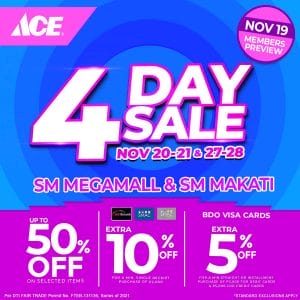 ACE Hardware - SM Megamall and Makati 4-Day Sale: Get Up to 50% Off