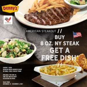 Denny's - Get a FREE Dish for Every American NY Steak Order 