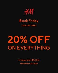 HM Black Friday 20Off 1 Day Only Nov21