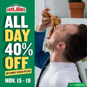 Papa John's - All Day 40% Off via GrabFood