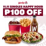 Wendy's - 11.11 Singles Happy Hour: Get P100 Off