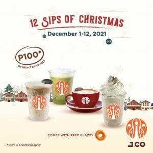 J.CO Donuts and Coffee - 12 Sips of Christmas Promo: J.Coffee for P100
