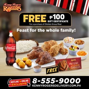 Kenny Rogers Roasters - Get FREE P100 Gift Certificate Promo