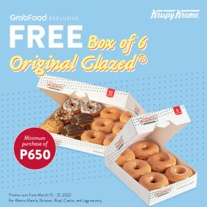 Krispy Kreme - Get FREE Box of 6 Original Glazed via GrabFood