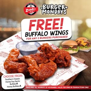 Zark's Burgers - Get FREE Buffalo Wings Promo