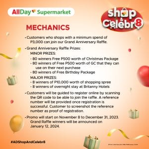 AllDay Supermarket Shop and Celebr8 Anniversary Raffle Promo